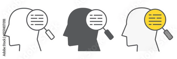 Fototapeta Customer requirement icon collection, management and business, man with magnifier sign vector set graphics, editable stroke linear icon, eps 10