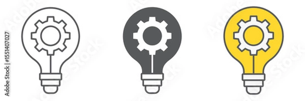 Fototapeta Idea generation icon collection, creative and gear, light bulb sign vector set graphics, editable stroke linear icon, eps 10