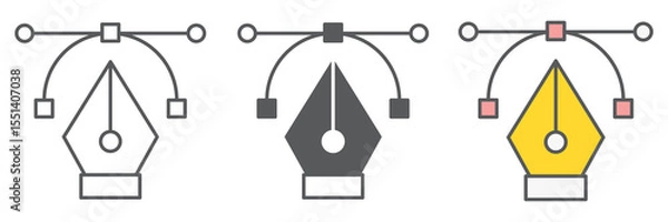 Fototapeta Curvature tool icon collection, graphic design and designer, pen tool sign vector set graphics, editable stroke linear icon, eps 10