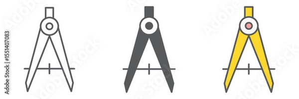 Fototapeta Divider icon collection, compass and architect, divider sign vector set graphics, editable stroke linear icon, eps 10