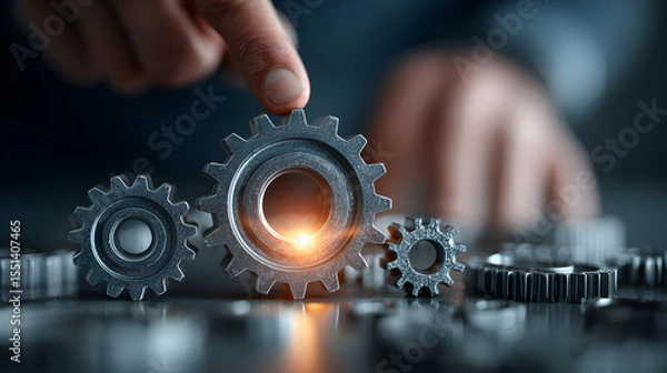 Fototapeta Dynamic business environment illustrating business agility through symbols of company transformation, rapid adaptation, and enhanced efficiency in response to evolving market changes 35391996 2