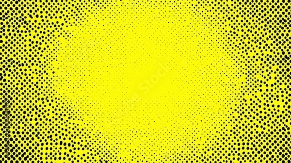 Fototapeta Abstract background featuring halftone pattern with black dots on vibrant yellow gradient