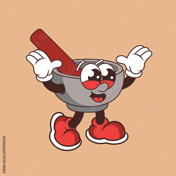 Fototapeta Retro character design of cheerful mortar