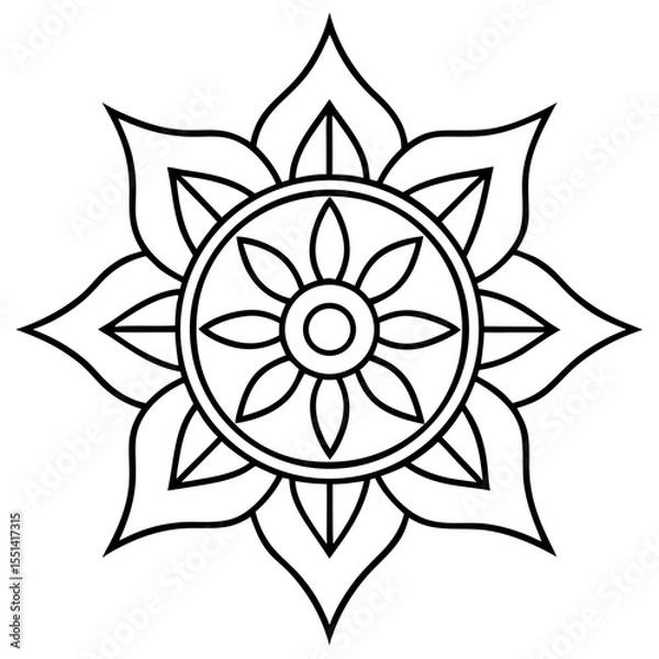 Fototapeta Minimal Rangoli Line Art Vector