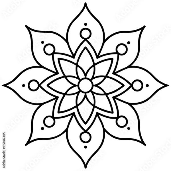 Fototapeta Minimal Rangoli Line Art Vector