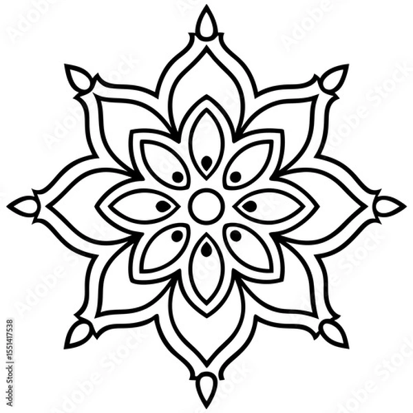Fototapeta Minimal Rangoli Line Art Vector