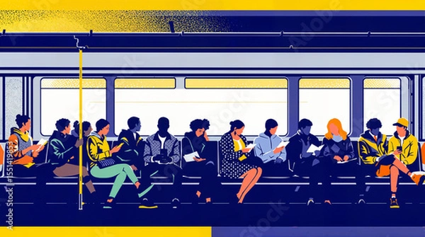Fototapeta Urban Transit Passengers Pop Art Subway Commute
