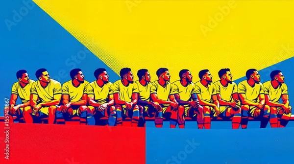 Obraz Pop Art Illustration of a Sports Team on the Sideline