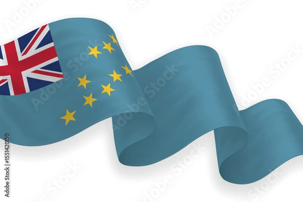 Obraz Tuvalu national flag waving on white background