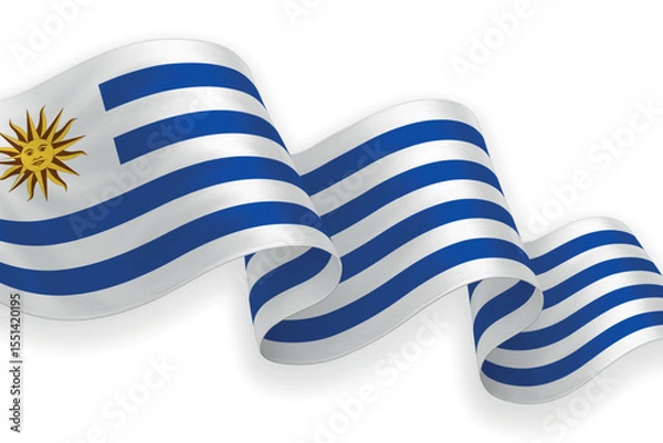 Obraz Uruguay national flag waving on white background