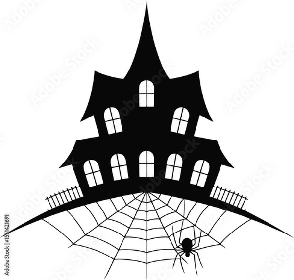 Fototapeta halloween house with bats and moon