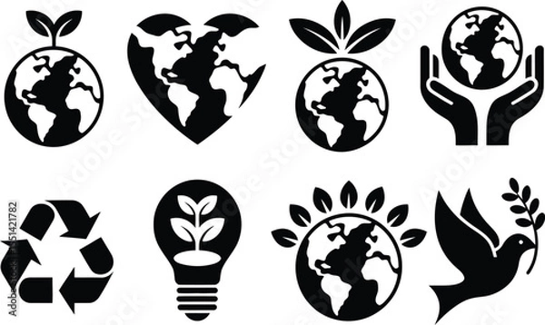 Fototapeta vector illustration of a set of ecology symbols