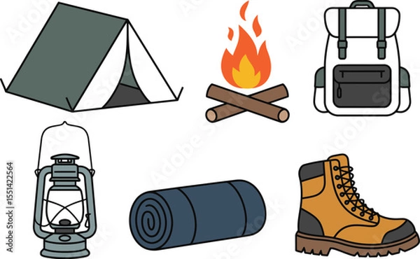 Fototapeta set of camping icons