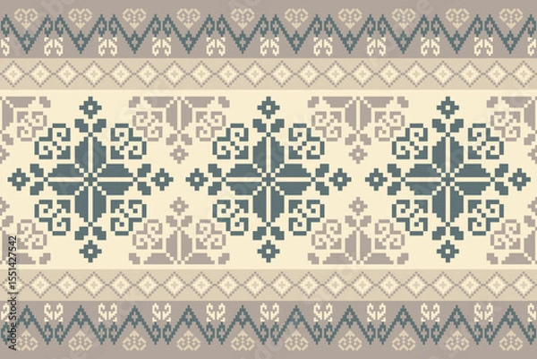 Fototapeta Geometric Pixelated Ethnic Textile Art