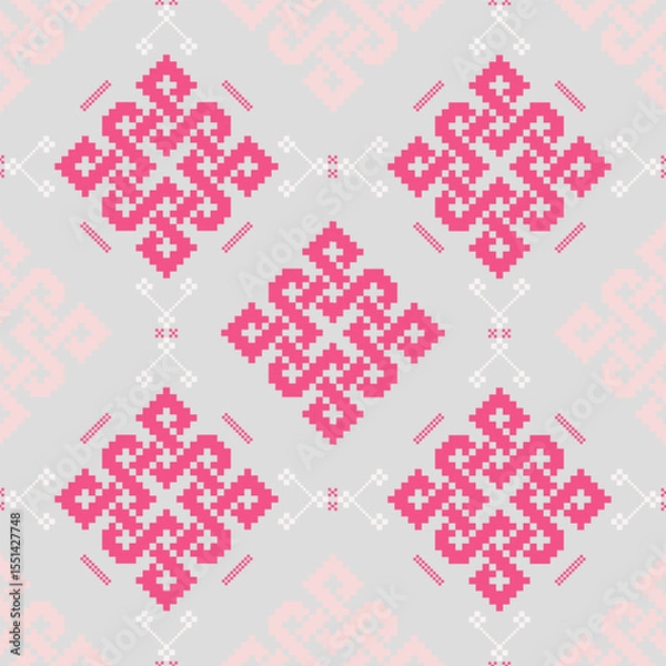 Fototapeta Geometric Pixelated Ethnic Textile Art