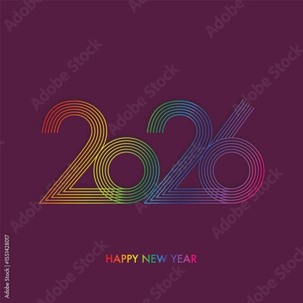 Fototapeta 2026 Happy New Year design vector. trendy new year 2025 design template. and merry Christams 