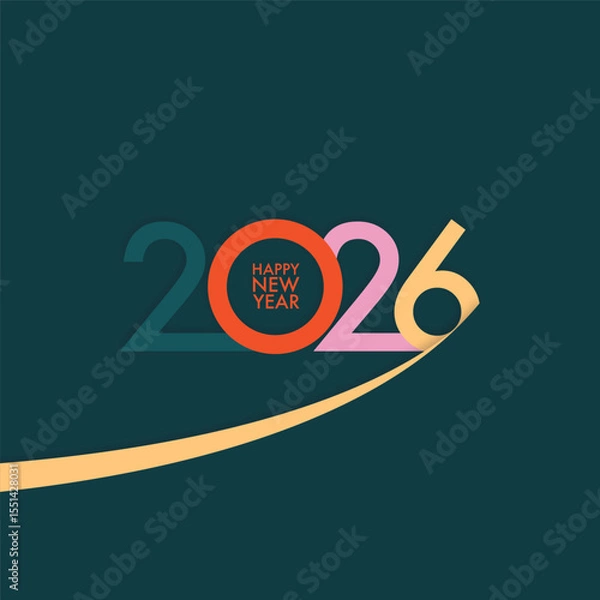 Fototapeta 2026 Happy New Year design vector. trendy new year 2025 design template. and merry Christams 