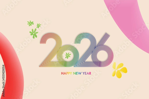 Fototapeta 2026 Happy New Year design vector. trendy new year 2025 design template. and merry Christams 