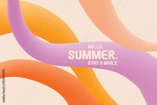 Fototapeta Summer abstract background with bright pastel colors hand drawn lines. Modern art minimalist style design template for sales, horizontal poster, header, cover, social media, fashion ads