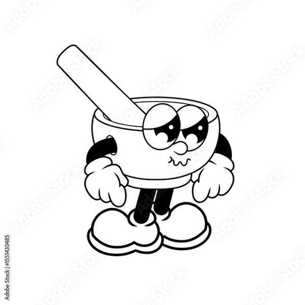 Fototapeta Retro character design of sad mortar outline