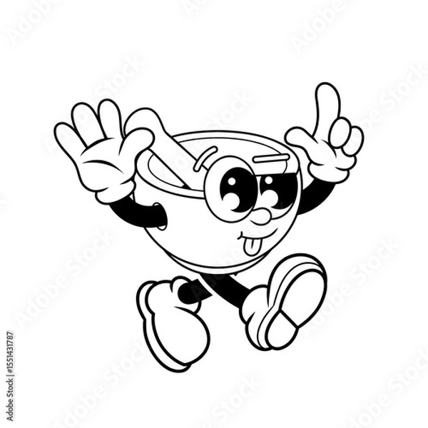 Fototapeta Retro character design of cute mortar outline