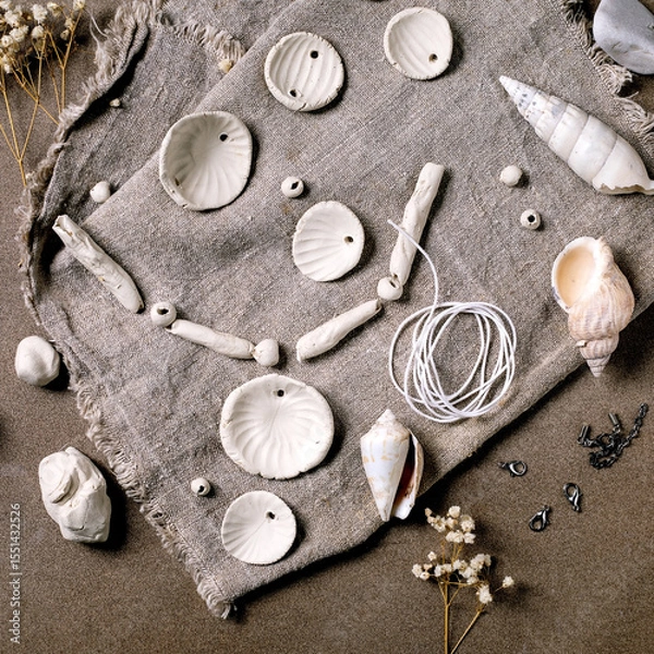 Fototapeta handcrafted beads from raw porcelain