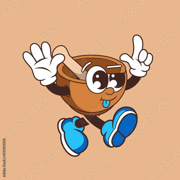 Fototapeta Retro character design of cute mortar