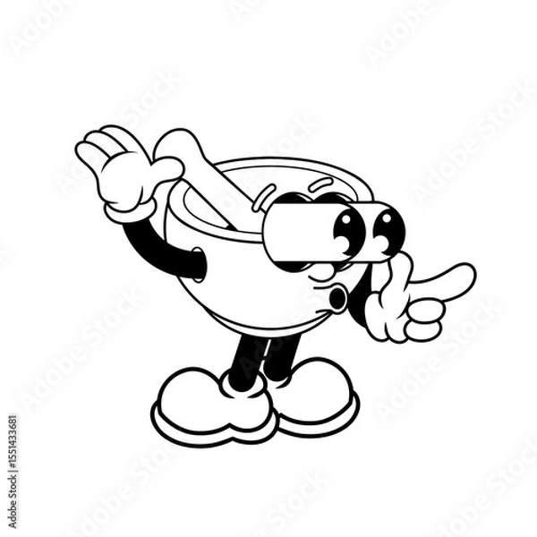 Fototapeta Retro character design of suprised mortar outline