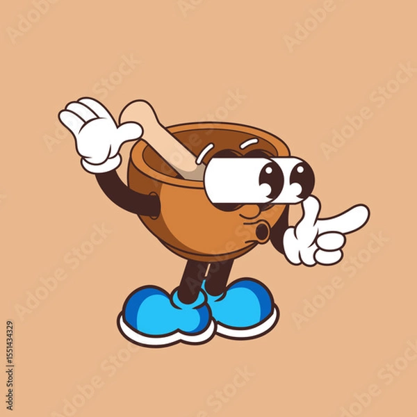 Fototapeta Retro character design of suprised mortar