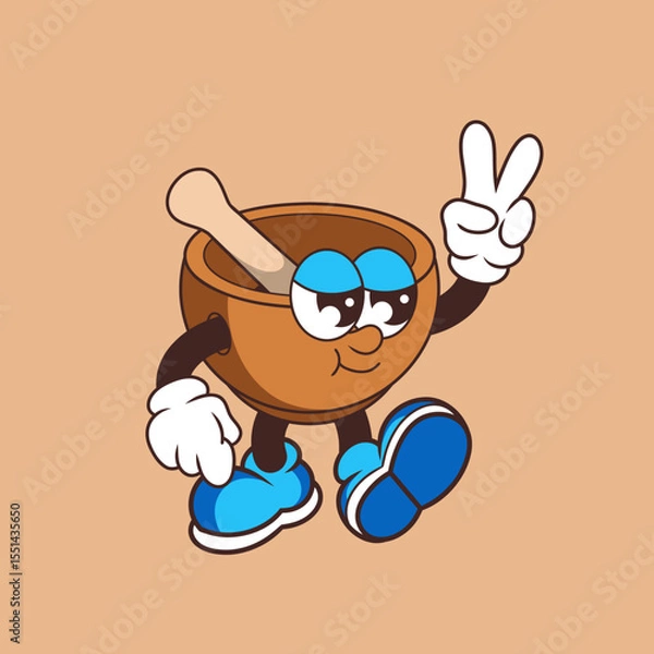 Fototapeta Retro character design of cool mortar