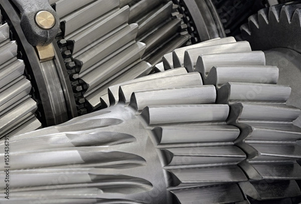 Fototapeta Group of gears inside the gearbox