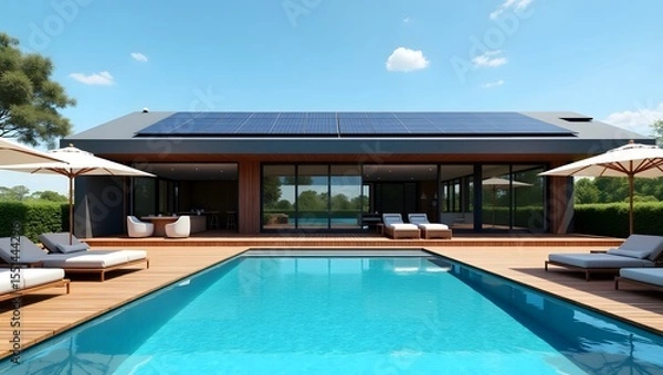Obraz Contemporary house powered by solar technology high resolution photo