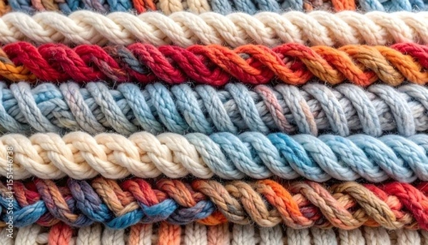 Obraz Multicolor braided yarn textile surface high resolution photo