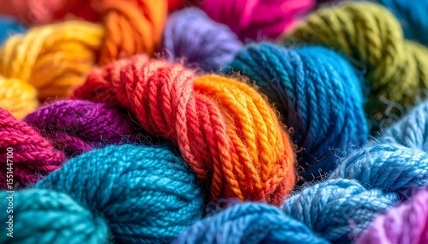 Obraz Orange and teal knitted wool pattern high resolution photo