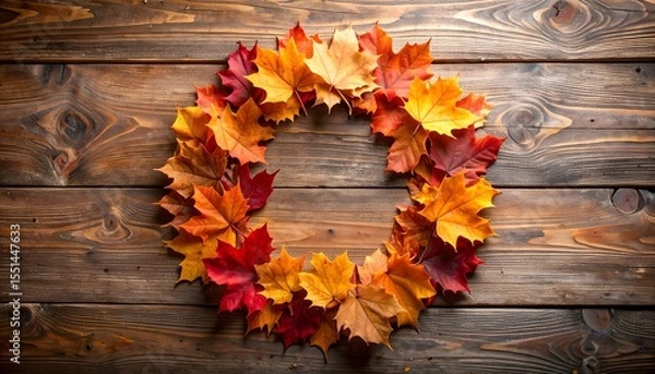 Obraz Seasonal maple wreath autumn color palette high resolution photo