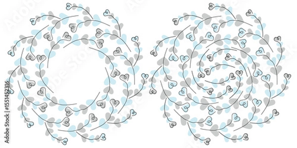 Fototapeta Heart shape Twigs Circular Frame border and Background Texture Winter Holidays Copy space Templates