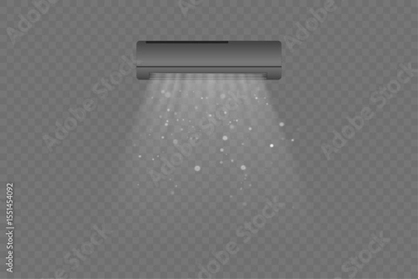 Fototapeta Abstract light blowing effect from air conditioner, air purifier or humidifier. Air conditioner with cold wind effect. Wind Wave Effect. Realistic movement of a thin stream of water