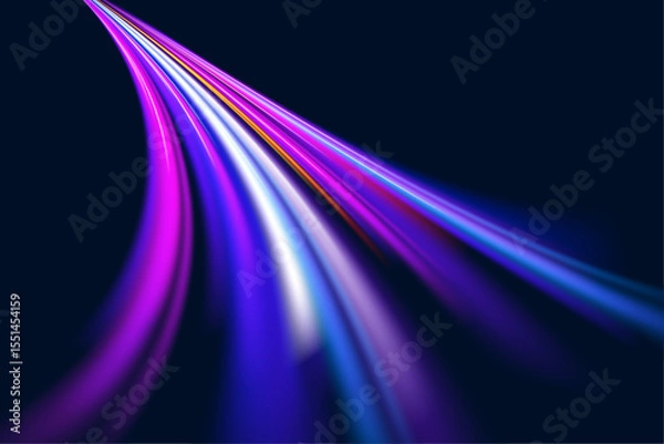 Fototapeta Abstract light flow of motion dynamics in bright colorful colors. For visual effects on the topic of speed and high-tech interfaces.
