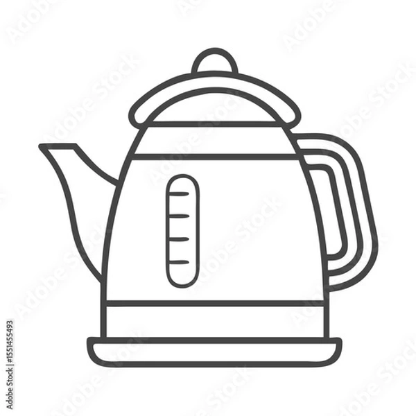 Fototapeta Stylish line art of a kettle, showcasing its modern design and features.