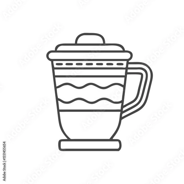 Fototapeta A simple, elegant line drawing of a mug with decorative patterns, perfect for coffee lovers.