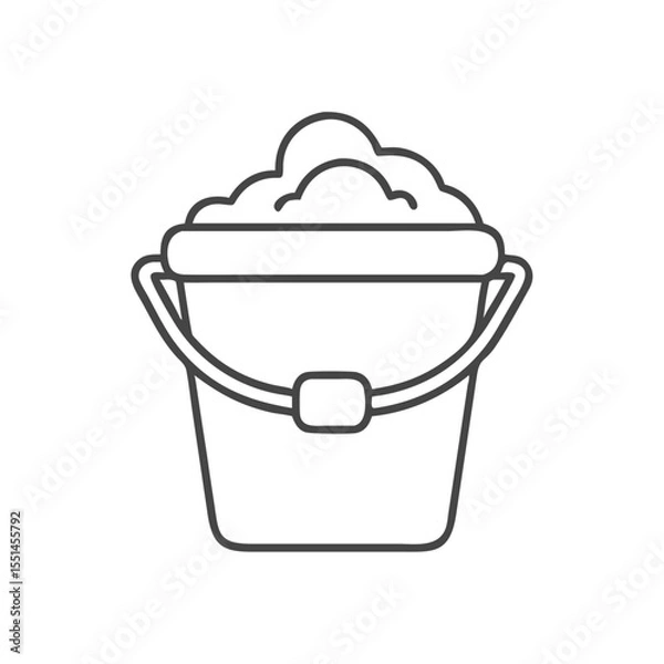 Fototapeta A simple outline of a bucket filled with fluffy clouds, symbolizing creativity and imagination.