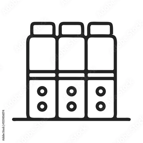 Fototapeta Three stylized containers lined up, evoking a minimalist vibe with a monochromatic design.