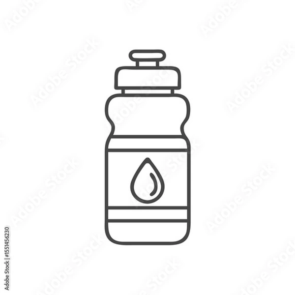 Fototapeta A simple outline illustration of a water bottle, emphasizing hydration with a droplet design.