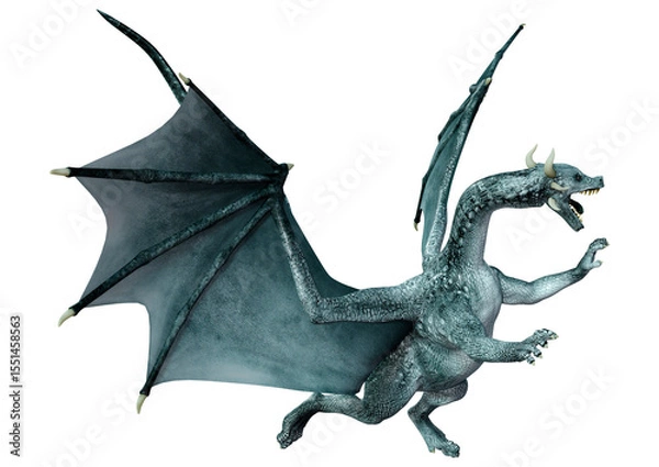 Fototapeta 3D Rendering Fairy Tale Dragon on White