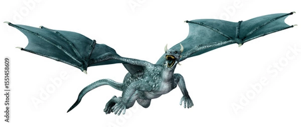 Fototapeta 3D Rendering Fairy Tale Dragon on White