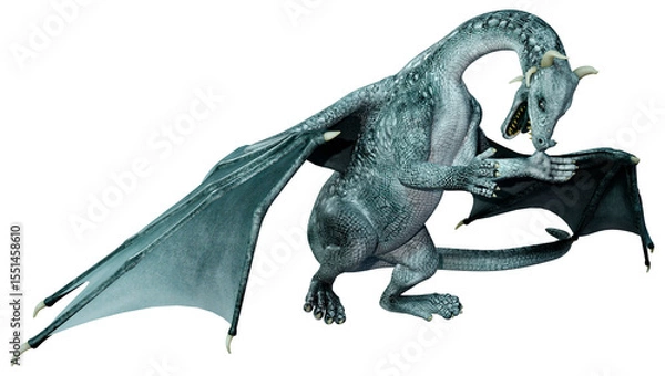 Fototapeta 3D Rendering Fairy Tale Dragon on White