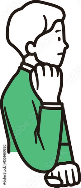 Obraz 手を当て考えるビジネスマンの上半身のシンプルなイラスト素材