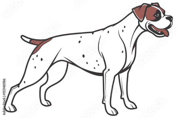 Fototapeta Elegant Boxer Dog Illustration Captivating Canine Art with a White Coat and Brown Markings Standing Tall in Artistic Expression