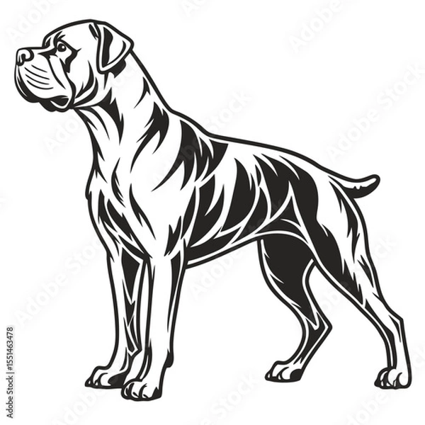 Fototapeta Majestic Cane Corso Illustration Strong and Loyal Breed Portrayed with Bold Lines and Distinctive Features in Vector Art