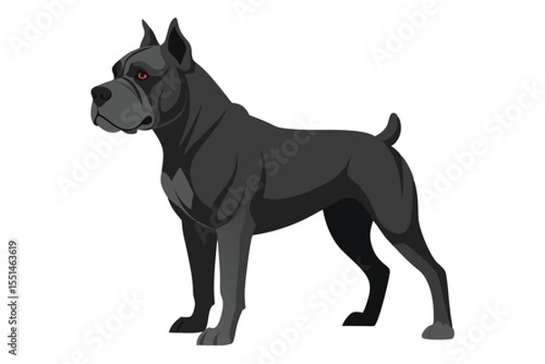 Fototapeta Cane Corso Breed Illustration A Powerful and Regal Canine Companion with a Dark Coat and Intense Red Eyes